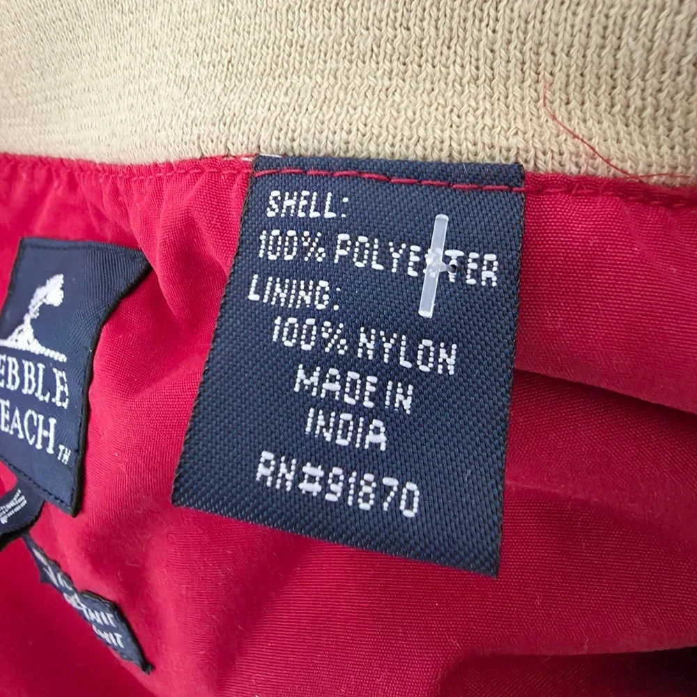 Pebble Beach Windbreaker Mens XL Red Golf Pullover Water Resistant Short Sleeve